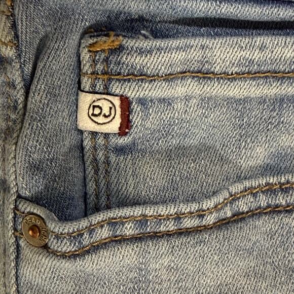 Dear John Erin Slim Straight Crop Jeans 32 Blue Distressed Paint Splatter - Picture 5 of 9